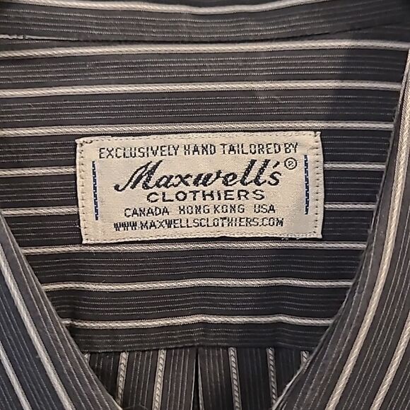 Maxwell's Clothiers exclusively hand tailored black pinstripe shirt. - Picture 2 of 9